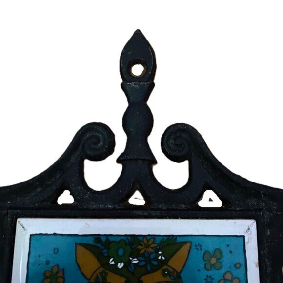 MCM Holt Howard Groovy 1970's Cat Tile Cast Iron Trivet, Wall Decor - Picture 4 of 10